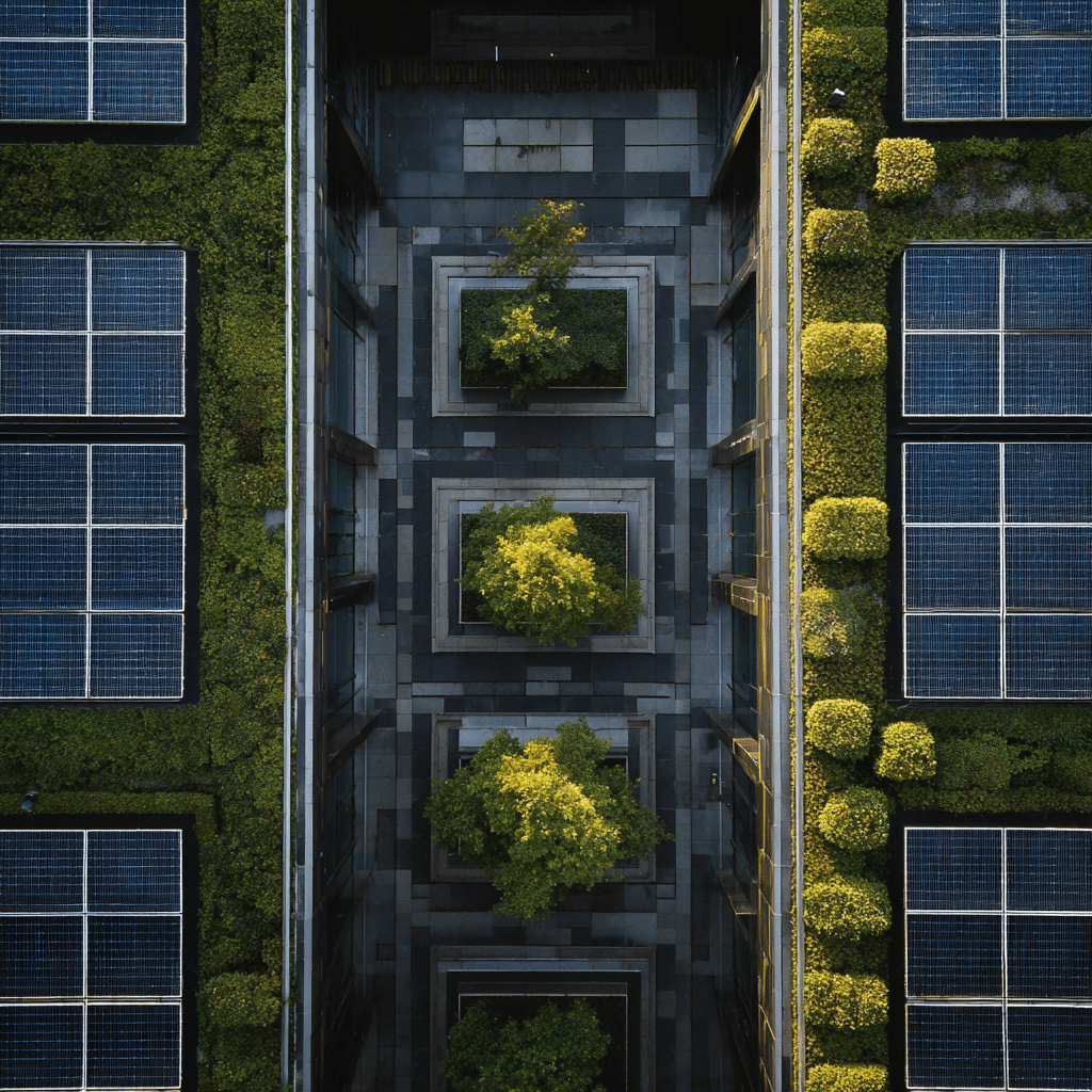 Toiture végétalisée avec panneaux photovoltaïques en Bretagne