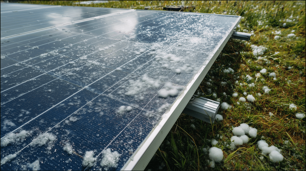 Panneau solaire enneigé en production hivernale en Bretagne